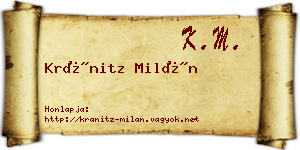 Kránitz Milán névjegykártya